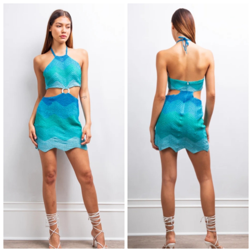 Lisa maree Soul Chaser Dress in Ombre Blue Size large, new without tags